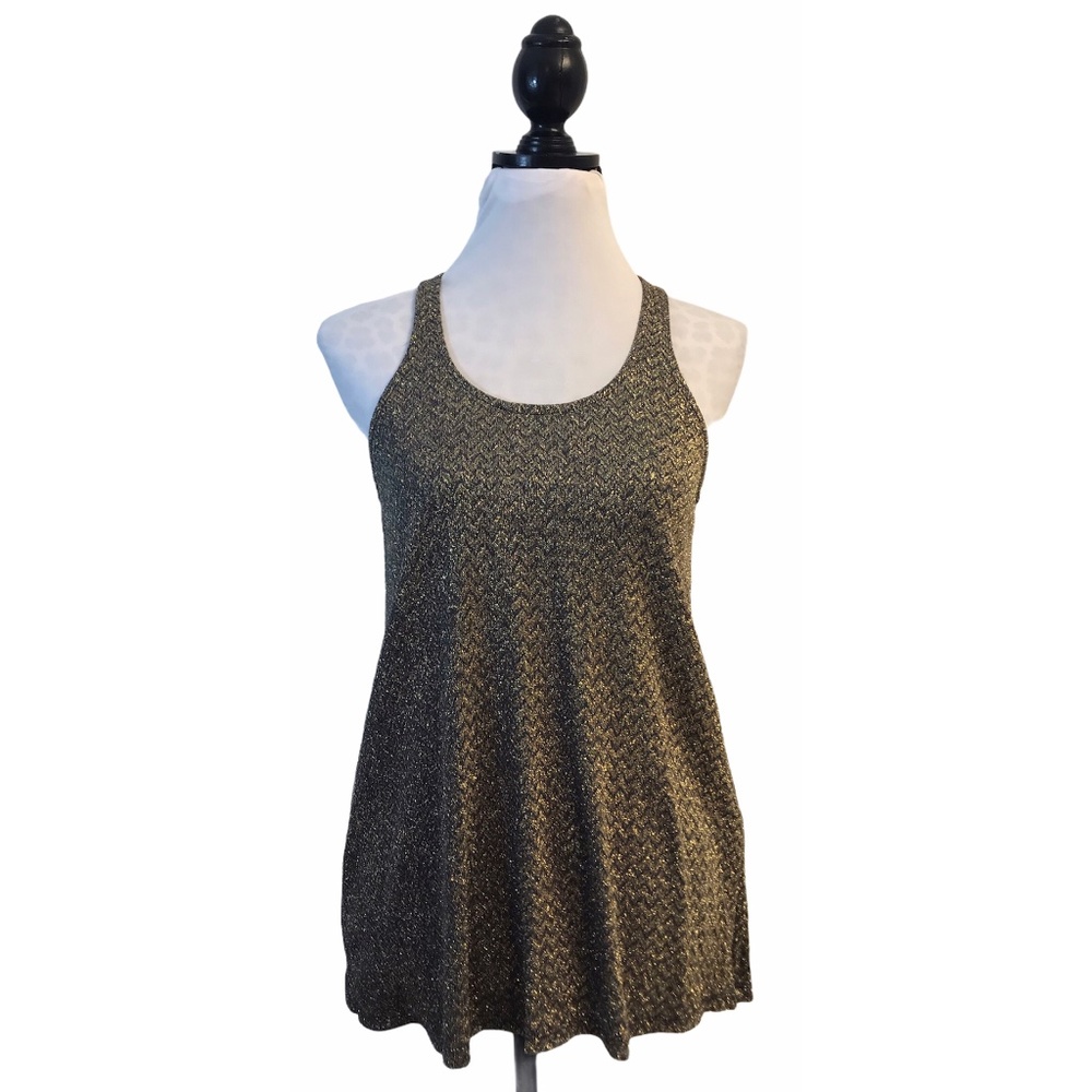 Zara Women’ Evening chevron gold Top Size M